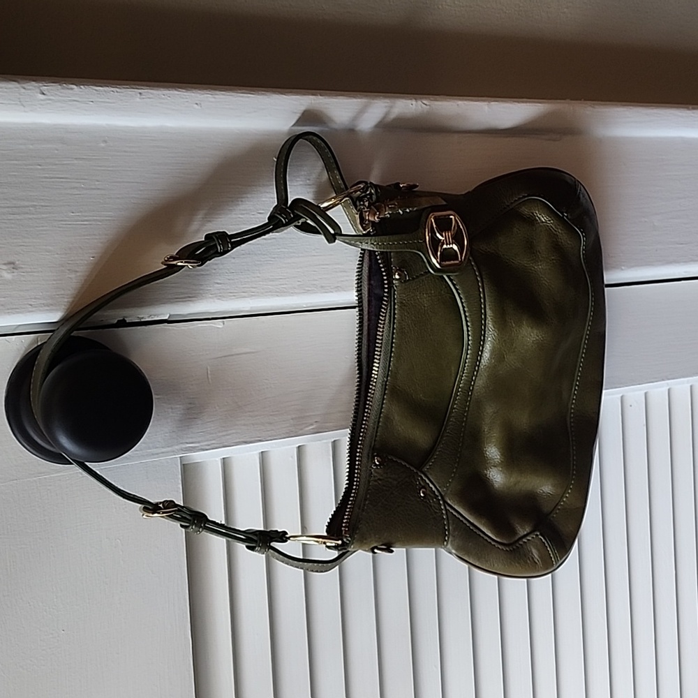 GUC- VTG DKNY Y2K Olive Green Leather Hobo Bag with Dust Bag - Picture 2 of 11